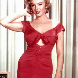 marilyn dress red slink small medium ruched zipper